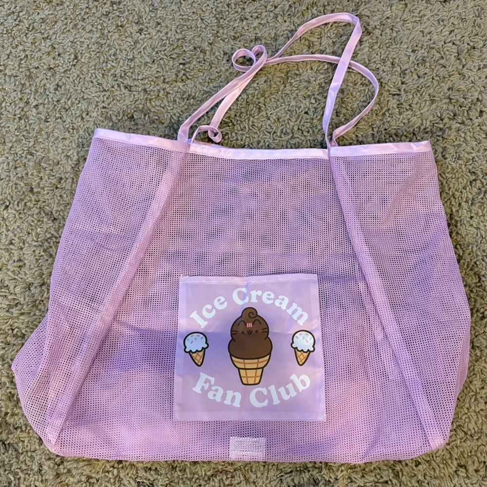 Pusheen Box Exclusive Ice Cream Fan Club Pink Mesh Beach Bag NWOT
